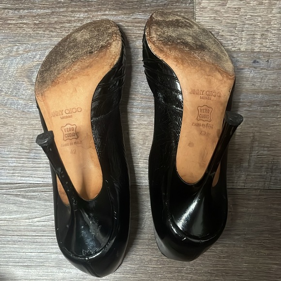 Jimmy Choo leather Peep-Toe Heels - Picture 8 of 9